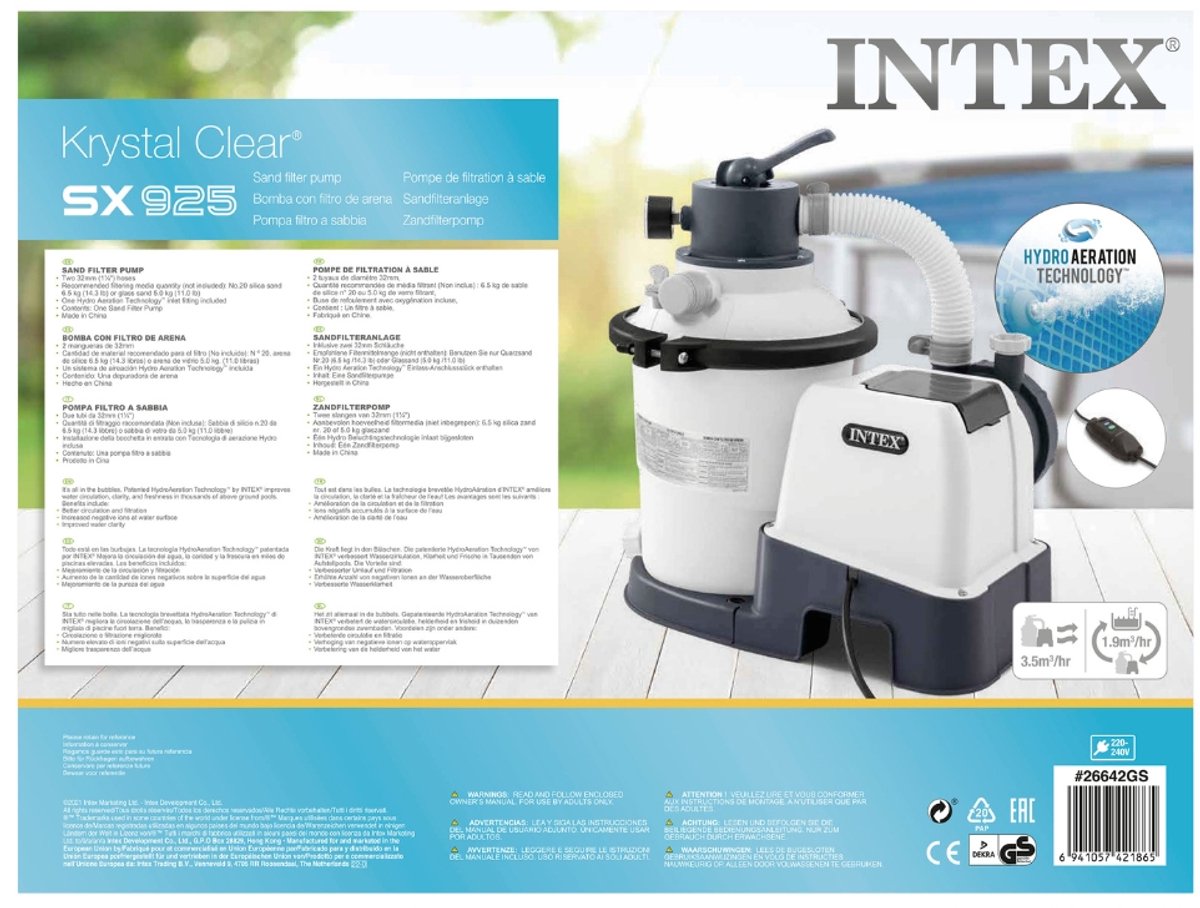Intex - Zandfilterpomp SX1500 - 5.700 L/u - Geschikt voor zwembaden tot 29.100 L – foto 3