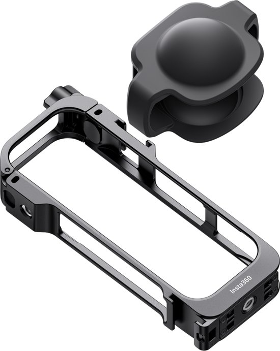 Zwarte Insta360 actioncam-houder met afgeronde houder
