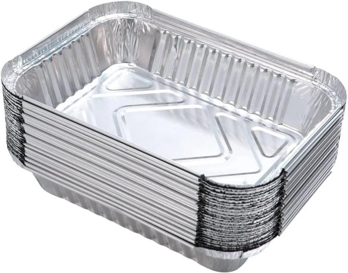 25 stuks wegwerp aluminium lekschalen/grillschalen zonder deksel - 216 x 147 x 35 cm - voor resten grill cake groenten en fruit