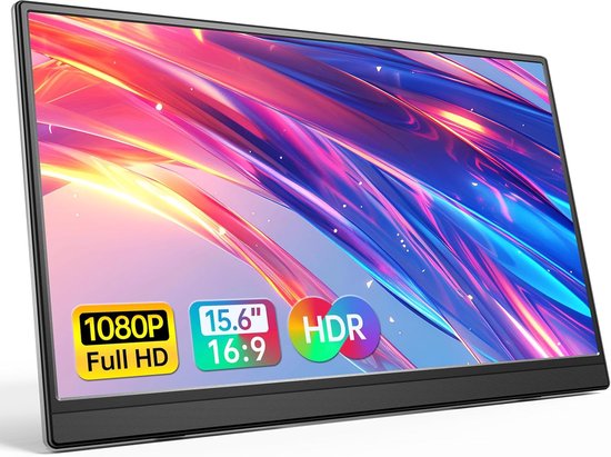 Portable Monitor Full HD USB-C - 15.6 Inch Inclusief Hoes - Met Speakers - Plug en Play - Draagbare monitor - Draagbaar scherm - Draagbare monitor voor laptop - draagbaar scherm voor laptop - portable beeldscherm - USB Monitor
