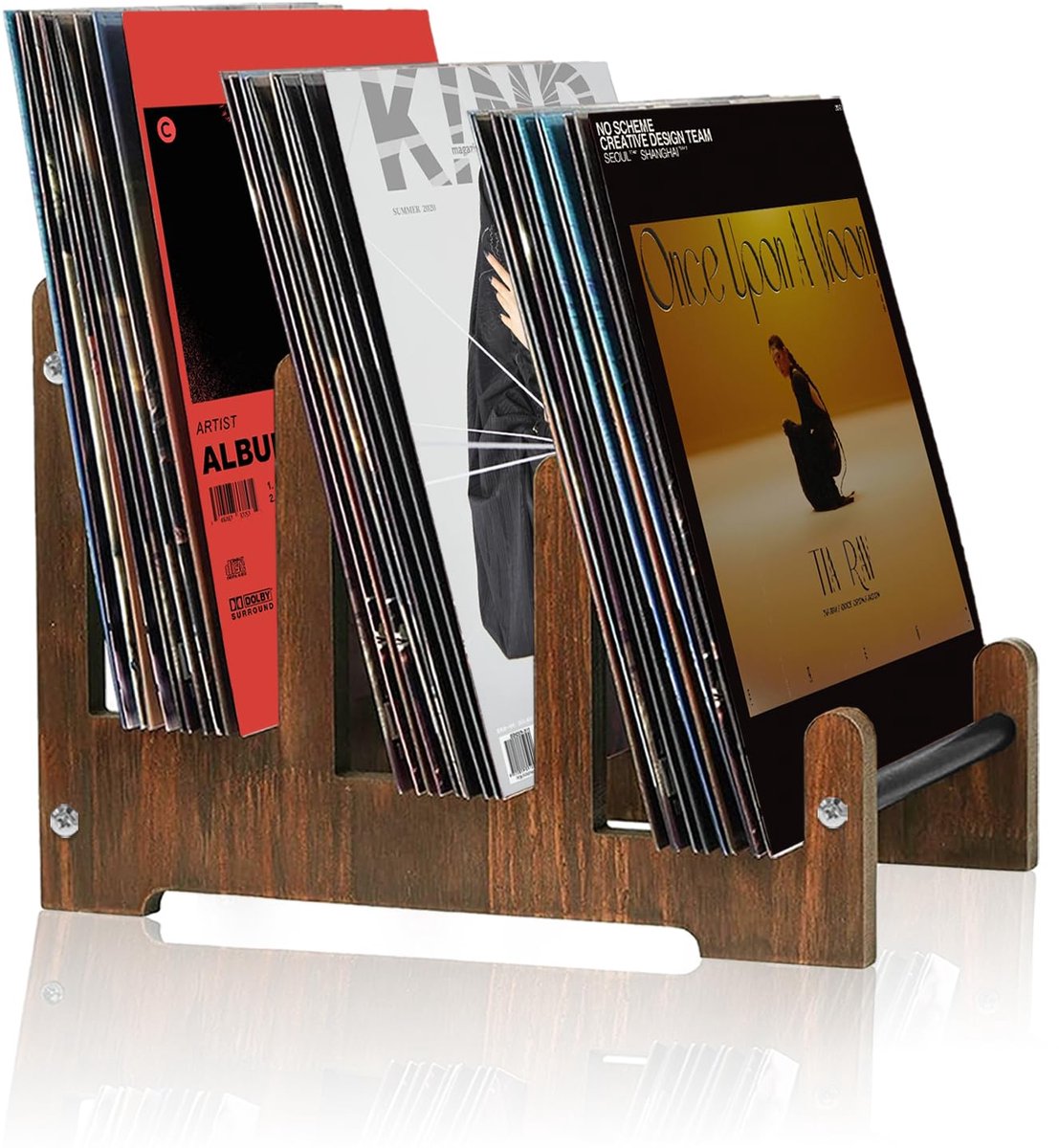 Ibenzoa Retro Vinyl Plaat Organizer - 37x27x24cm hout