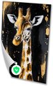 Giraffe, Expressionisme, Zwart, goud, wit, bruin, geel