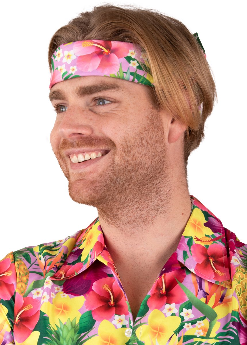Zakdoek hawaii print pink