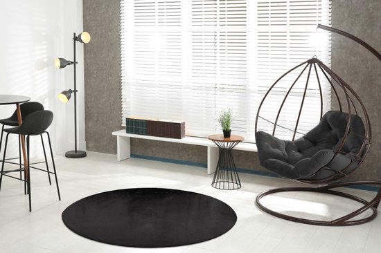 Lalee Paradise - ROND Super doux - Poils hauts - Tapis - doux Moelleux - confortable Tapis - Tapis - 160x160 cm ROND anthracite