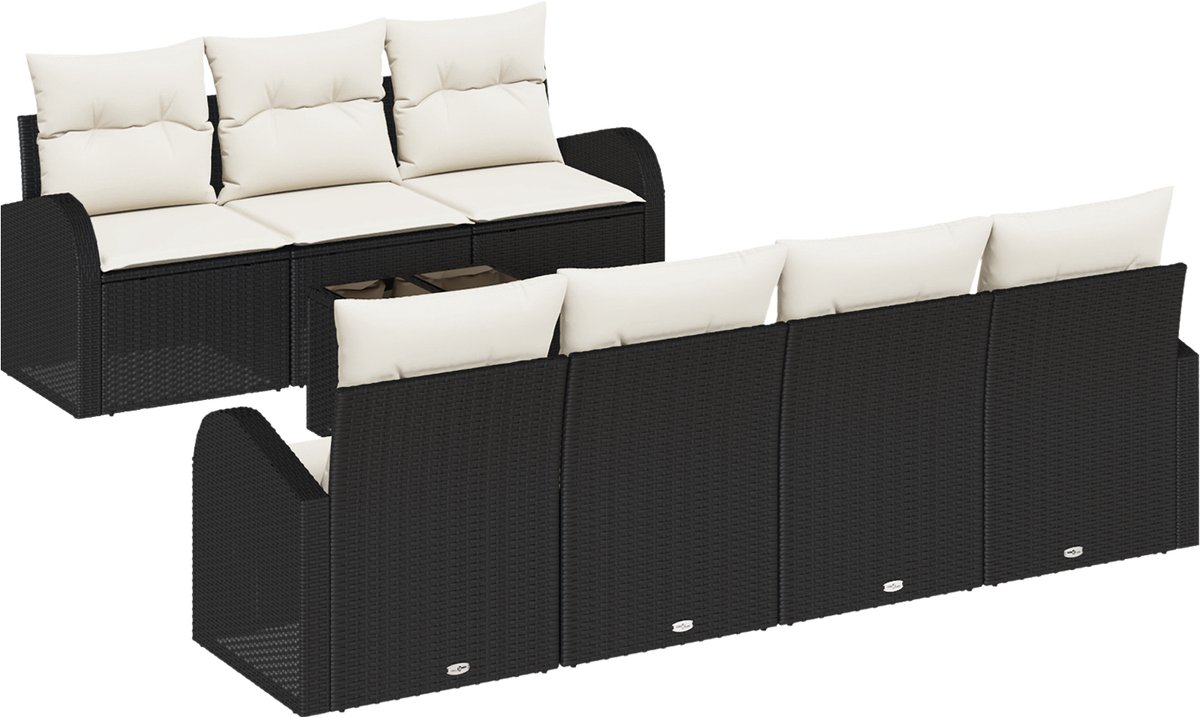 vidaXL - Tuinbank - Set - Zwart - 55 - x - 55 - x - 37 - cm - poly - rattan