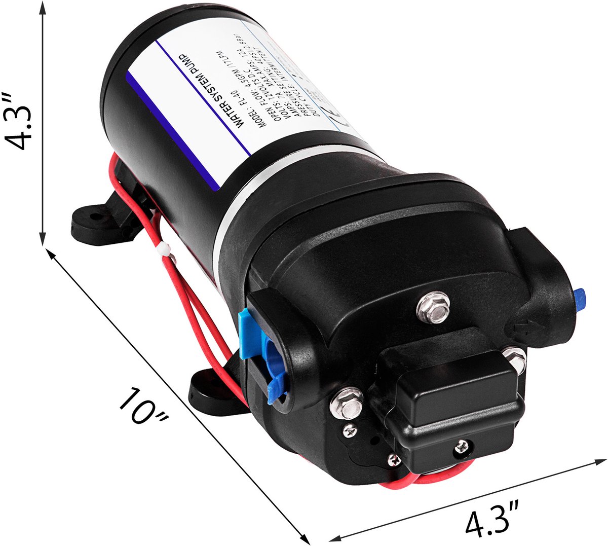 12V FL-40 hogedrukmembraanwaterpomp, 40 PSI automatische zelfaanzuigende pomp, 17 L/MIN nevelversterker sproeier membraanpomp voor caravan, boot, camper, tuin thumbnail 3