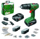 Bol.com Bosch Home and Garden 06039D810D Accu-klopboor/schroefmachine 18 V 1.5 Ah Li-ion Incl. 2 accu's Incl. lader Incl. kof aanbieding