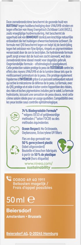 NIVEA SUN UV Anti-Age Q10 Zonnebrand Gezicht - SPF 30 - Zonnebrandcrème - Anti Rimpel Zonnecrème - 50 ml