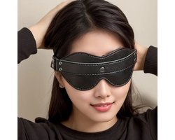 LekkerStout BDSM Lederen Oogmasker - Verstelbare Riem - Hoogwaardige Stiksels - Blinddoek | LS329