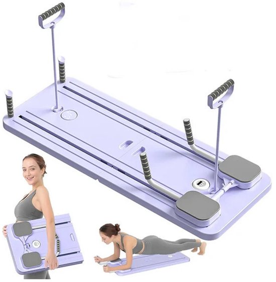 Foto: Pilates board inklapbaar fitnessapparaat complete set pilates reformer buikspier oefenbord paars