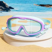 Blauwe HD Waterdichte Anti-Mist Zwembrillen met Oordopjes – Groot Montuur – Lekvrij & Comfortabel voor Kinderen van 3-14 Jaar – Zwembril voor Strand, Zwembad & Vakantie – Speels Design – Inclusief Oordopjes