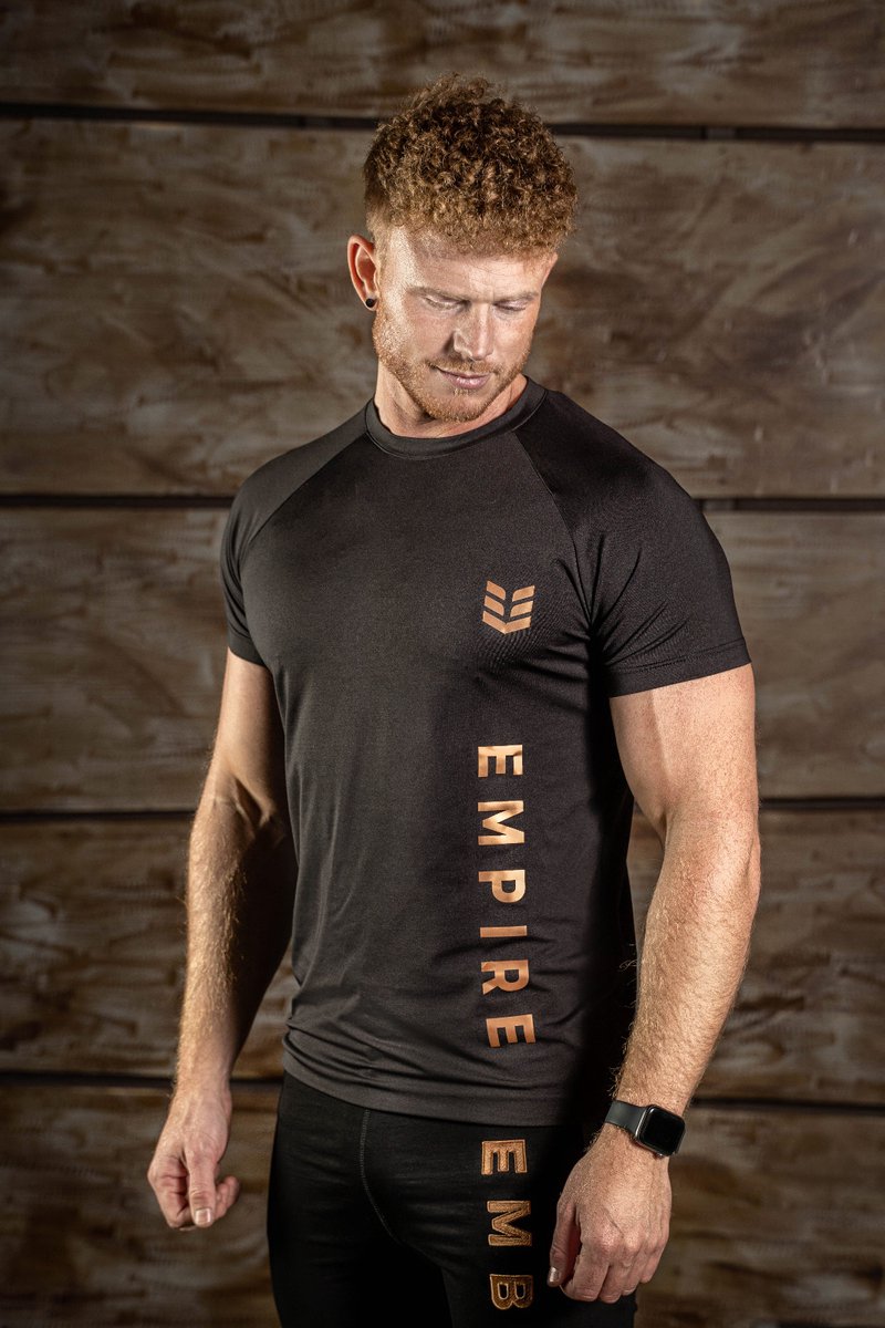 Empire Embodied Adonis Sportshirt Heren - T-shirt Korte Mouw voor Fitness en Training - 95% Gerecycled Polyester - Zwart - Maat M