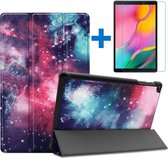 Shop4 - Samsung Galaxy Tab A 10.1 (2019) T510 Hoes + Screenprotector - Smart Book Case Hoesje Cosmic Stars