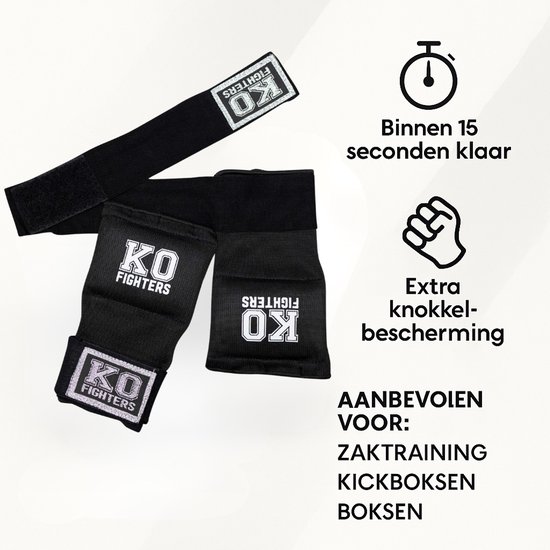 KO Fighters - Bandage Boksen - Binnenhandschoenen - Zwart