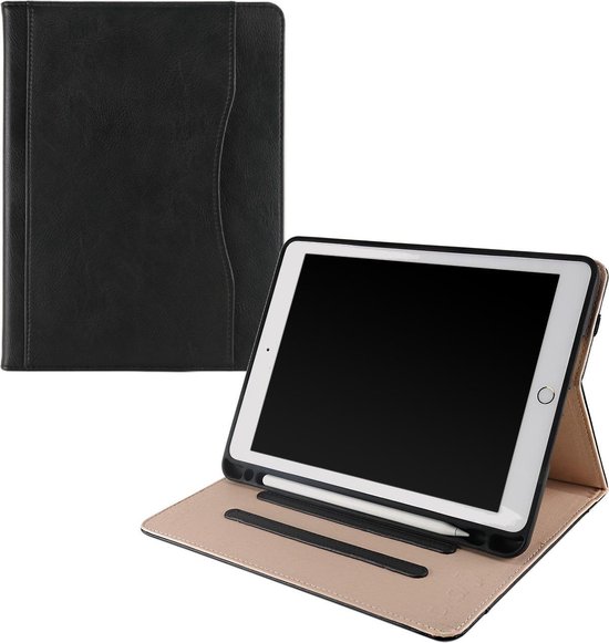 iPad 9.7 (2017 / 2018) leren 3 standen case / hoes met Apple Pencil houder  zwart | bol.com