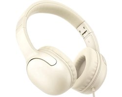StayPowered Hoofdtelefoon voor Kinderen - Helder Geluid en Comfort - Opvouwbaar - 3,5 mm Jack - Knoopvrije Nylonkabel - Duurzaam Ontwerp - Verstelbare Hoofdband - Compatibel met Smart-apparaten - Beige - Levering Sneller dan Aangegeven!