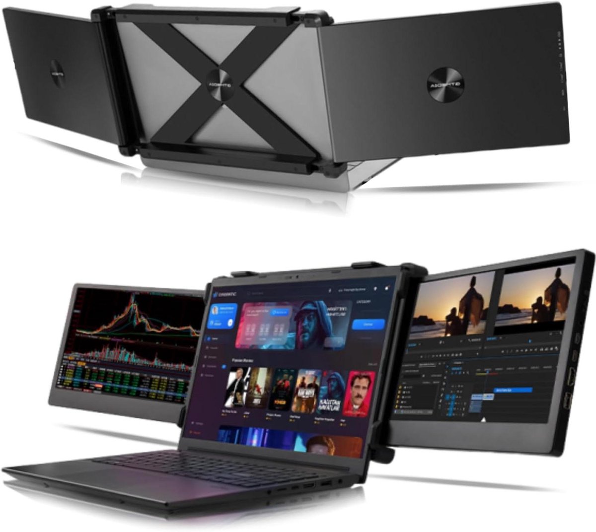 116-Inch FHD 1080P HDR IPS Gaming Monitor voor Laptops - Videobewerking en Gaming - Draagbare 3x Monitor voor 12-17'' Laptop, PC, Telefoon, PS5, Switch - Plug & Play