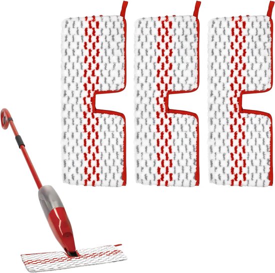 Lot de 3 - Recharges de serpillière en microfibre - Compatible avec Vileda 1-2 Spray MAX/o-cedar ProMist Max - Remplacement - Chiffon en microfibre réutilisable - Pour le nettoyage à sec/humide des sols