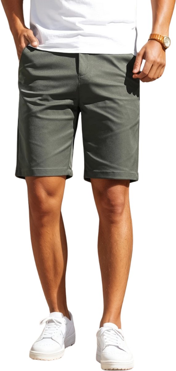 Nivard Korte Broek Heren Golfbroek Spijkerbroek met Zakken Volwassenen Jongens Shorts Groen