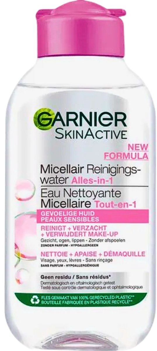1 x Garnier - SkinActive - Micellair Reinigingswater - Gevoelige Huid - Reisformaat - 100 ml - Micellair Reinigingswater - Gevoelige Huid - Make-up Verwijderen - Gezicht Reinigen - Reisformaat