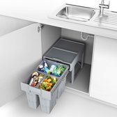 ESSENZA - Inbouw Afvalbak - 1 x 16 en 2x 7 Liter - Grijs - EASYFIX montage