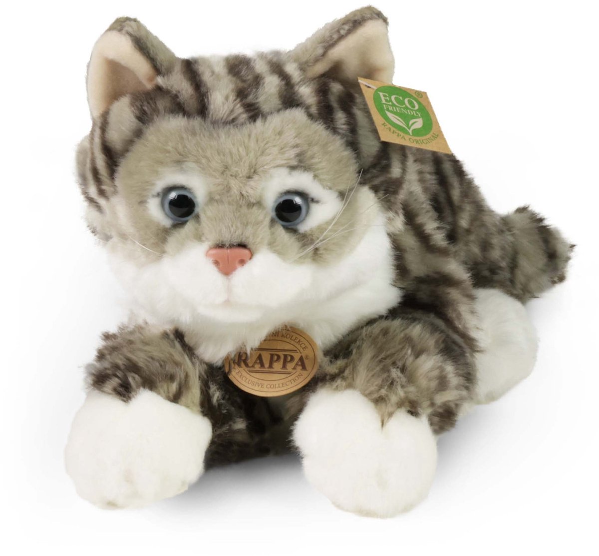 Pluche grijze tabby kat 40 cm ECO-VRIEND