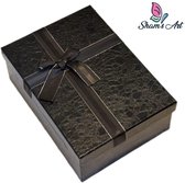 Coffret de Luxe avec couvercle - M : 21 x 14 x 7,5 cm - Zwart - Coffret cadeau - Coffret cadeau avec ruban