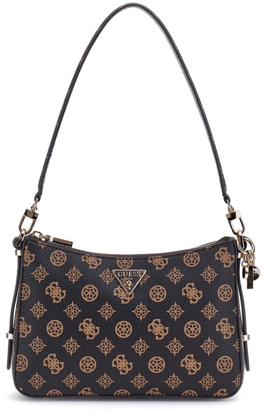 GUESS Sac à épaule Daryna II Top Zip Shoulder Bag Mocha Logo Marron foncé
