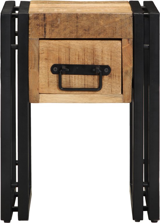 vidaXL - Bijzettafel - Bruin - en - Zwart - 30 - x - 30 - x - 40 - cm - Massief - Mango - Hout
