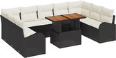vidaXL - 10-delige - Tuinset - met - Kussens - Zwart - Poly - Rattan