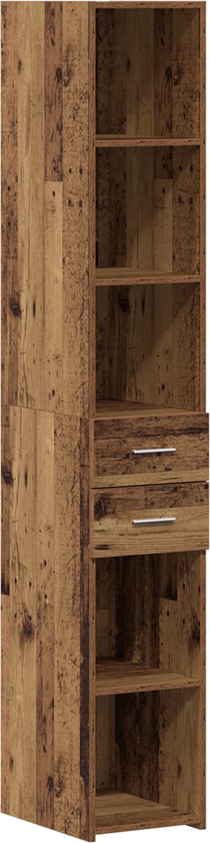 vidaXL Boekenkast - met - lade - Oudhout - 30 - x - 42,4 - x - 185,2 - cm