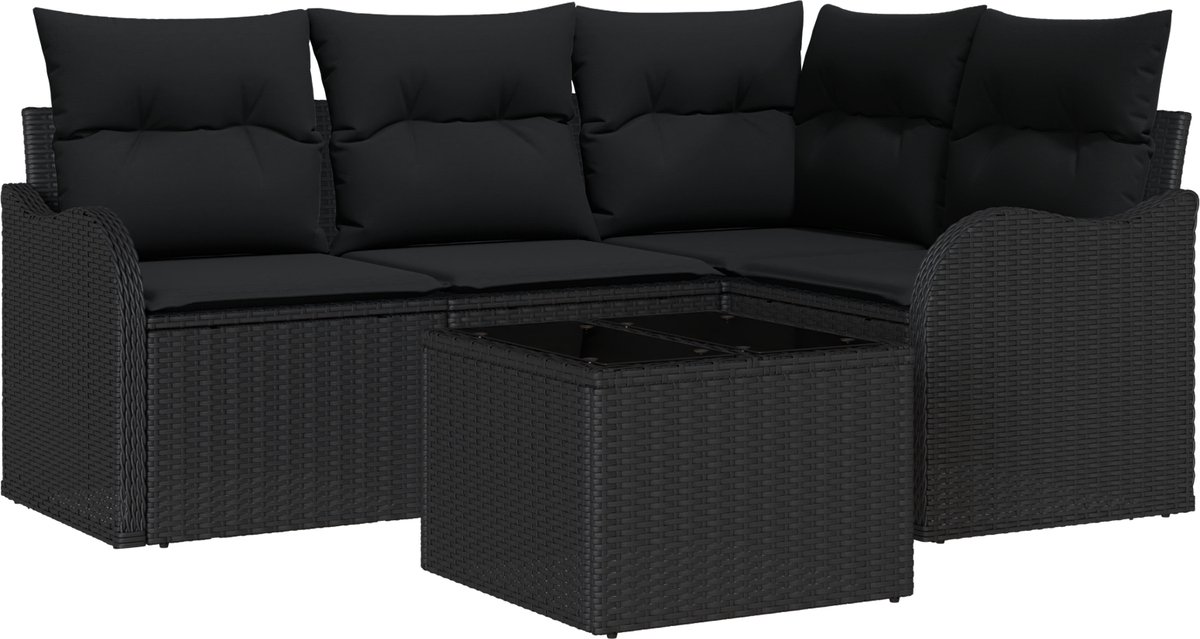 vidaXL Tuinbank - Set - 5 - st - Beige - poly - rattan