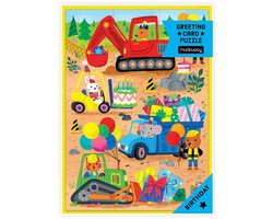 MUDPUPPY Puzzel - Bouwwerf - Wenskaart 13X18Cm - 12 Stukken - 3 Jaar