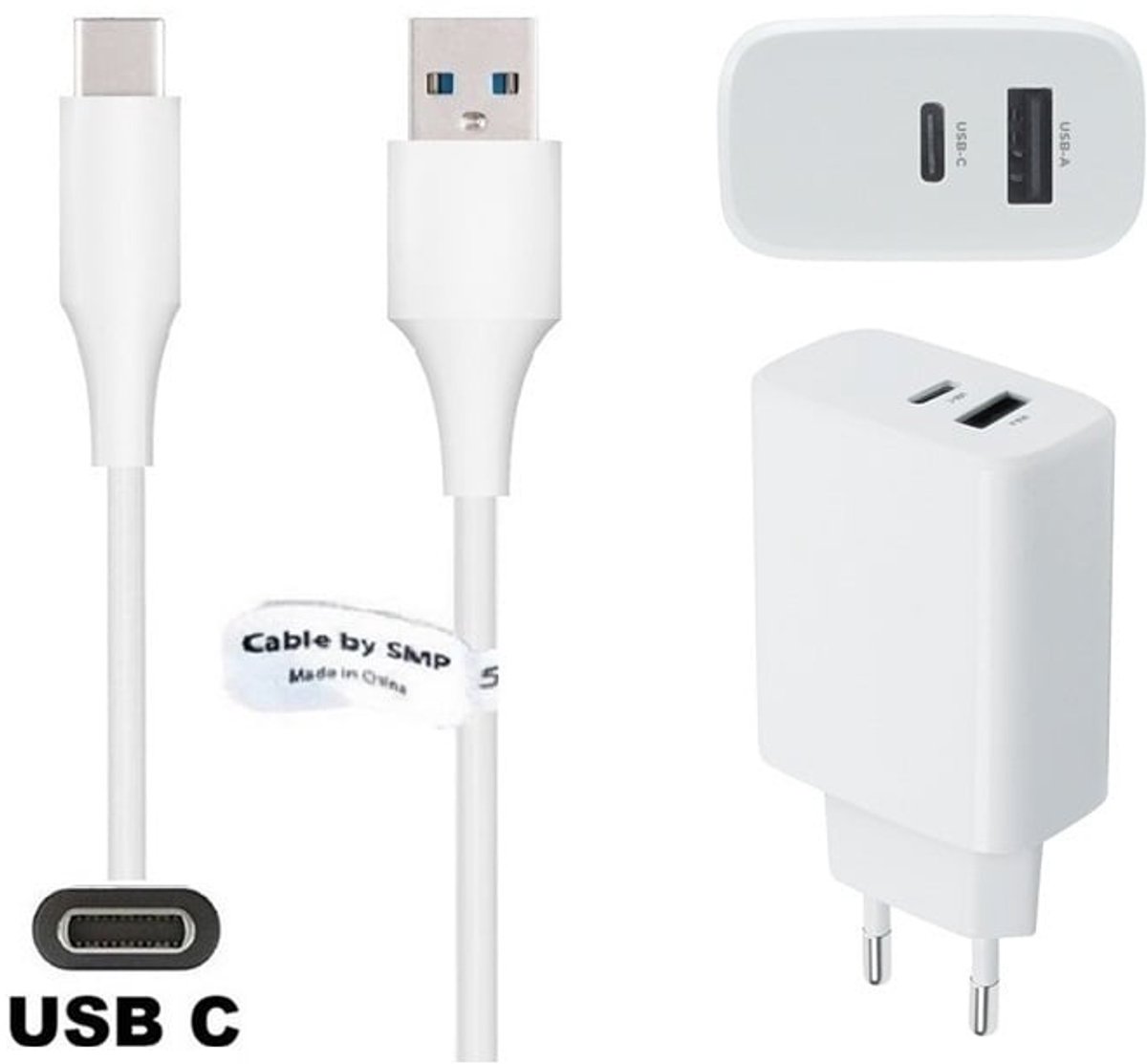 OneOne 25W snellader met 2 poorten + 0,2m sterke USB C kabel. PD lader. Oplader adapter past op TomTom GO Expert Plus, GO Superior, GO Exclusive, GO Expert 7 Plus, GO Navigator, GO Superior, Go Classic, Go Camper Max / PP, Go Professional 2e Gen.