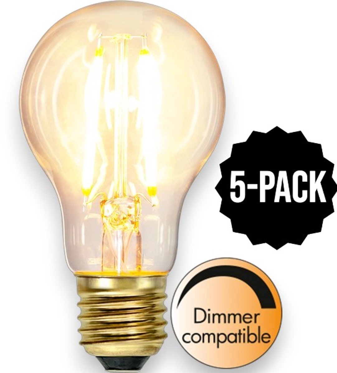 5-Pack | Standaard bol - E27 - 7W - Super Warm Wit