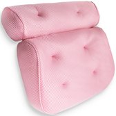Loti Living Badkussen voor in bad – Badkussen – Nekkussen bad – Hoofdsteun bad – Badkussen met zuignappen – 6 Zuignappen – Ergonomisch nekkussen – Antislip - Roze