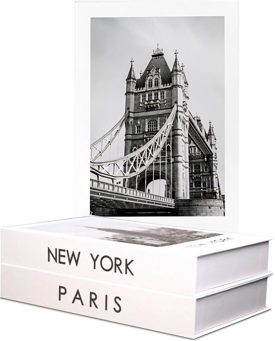 Somstyle Opbergboeken Set - 26,5 x 17 x 4 CM - Nep Boeken Decoratie - Geheime Opbergdoos Sieraden - Opbergkist - Wit