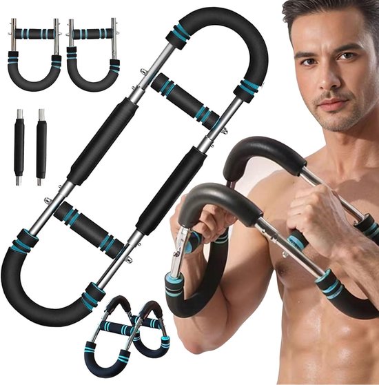 Foto: Arm trainer u vormige twister verstelbare borstvergroter met 3 weerstandsniveaus afneembare fitness borstvergroter draagbare borst schouder arm trainer