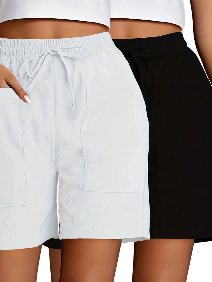 Nivard Korte Broek Dames Spijkerbroek met Zakken Volwassenen Jongens Shorts 2 Pcs + Zwart