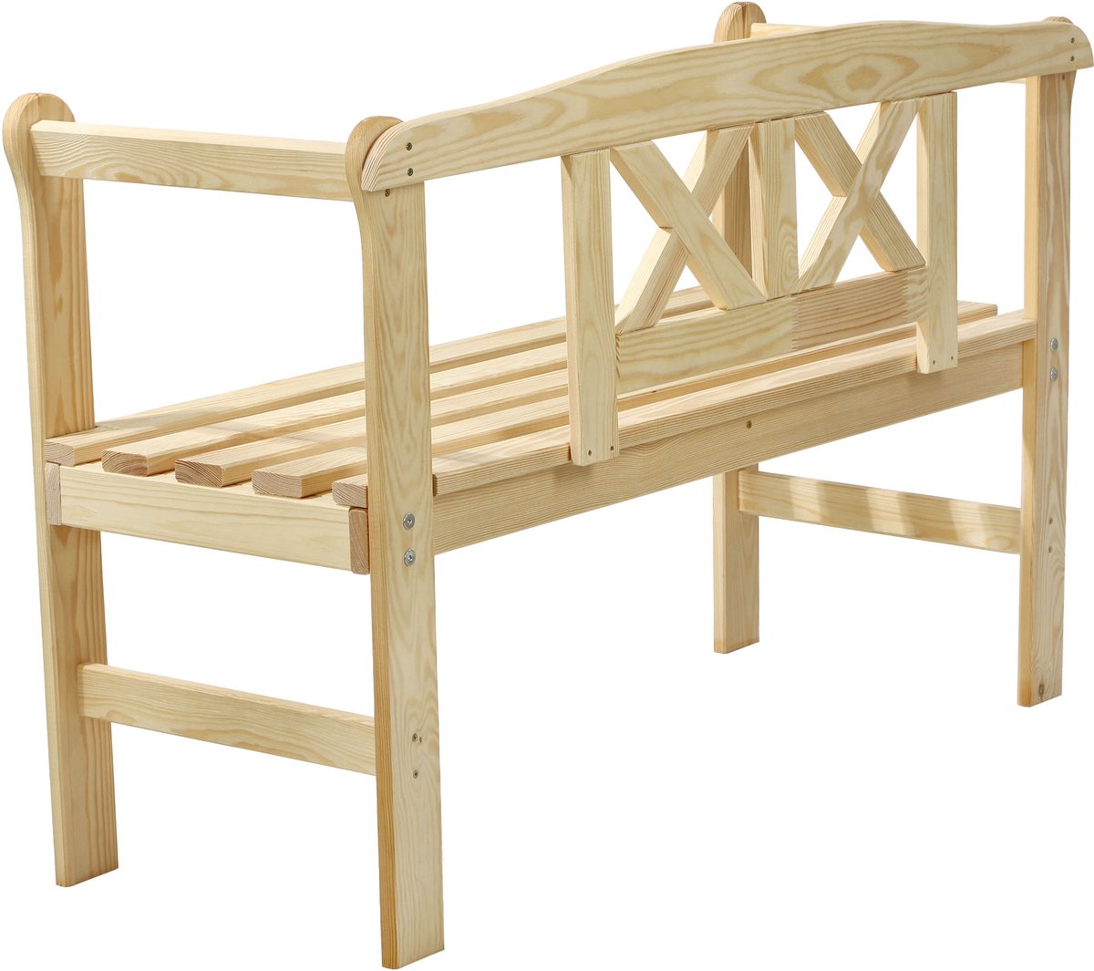 KADAX Tuinbank van hout, 119 x 44 x 76 cm, zitbank van massief hout, houten bank voor tuin, terras en balkon, weerbestendige balkonbank met rugleuning (119 cm, natuurlijk/X)