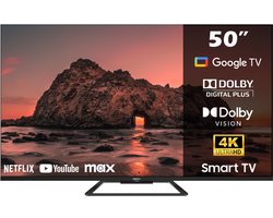 Horizon Smart TV 50 inch QLED - 4K ULTRA HD Televisie - XT Line - Google TV WiFi - Voice Assistant - Frameless Slim Design