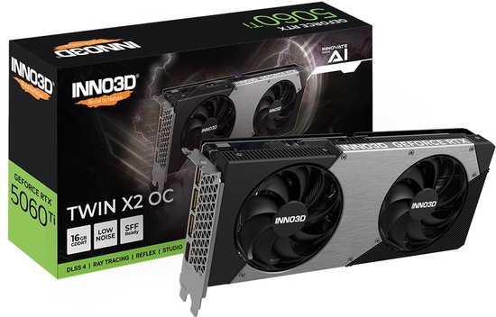 NVIDIA GeForce RTX 5060 Ti 16GB GDDR7 PCIe 5.0 videokaart OC TWIN X2 koeling HDMI 2.1b DisplayPort 2.1a