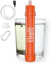 SURVEX Personal Water Filter Straw XL – Filtert 4000L – Waterfilter Survival & Outdoor – BPA-vrij – Noodpakket voor Thuis – Complete Set Waterzuiveringsapparaat – Drinkfles Waterzuivering Outdoor – Waterfles voor Overlevingspakket – Oranje