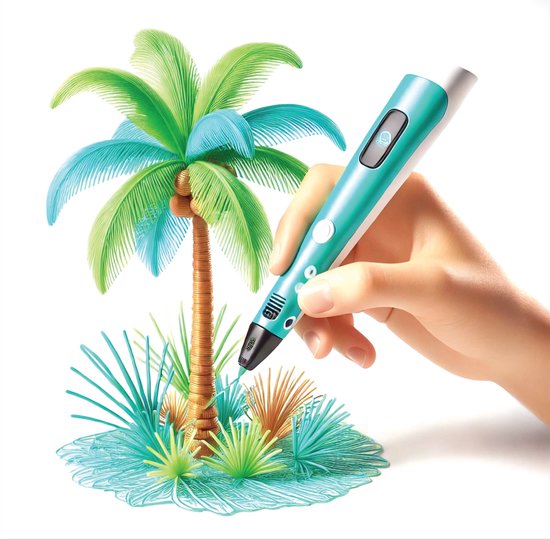 Stylo 3D PreciesDat - Pack de démarrage pour stylo 3D - Design 2025 - Filament 50M en 10 couleurs - Tapis en Siliconen - Protège-doigts