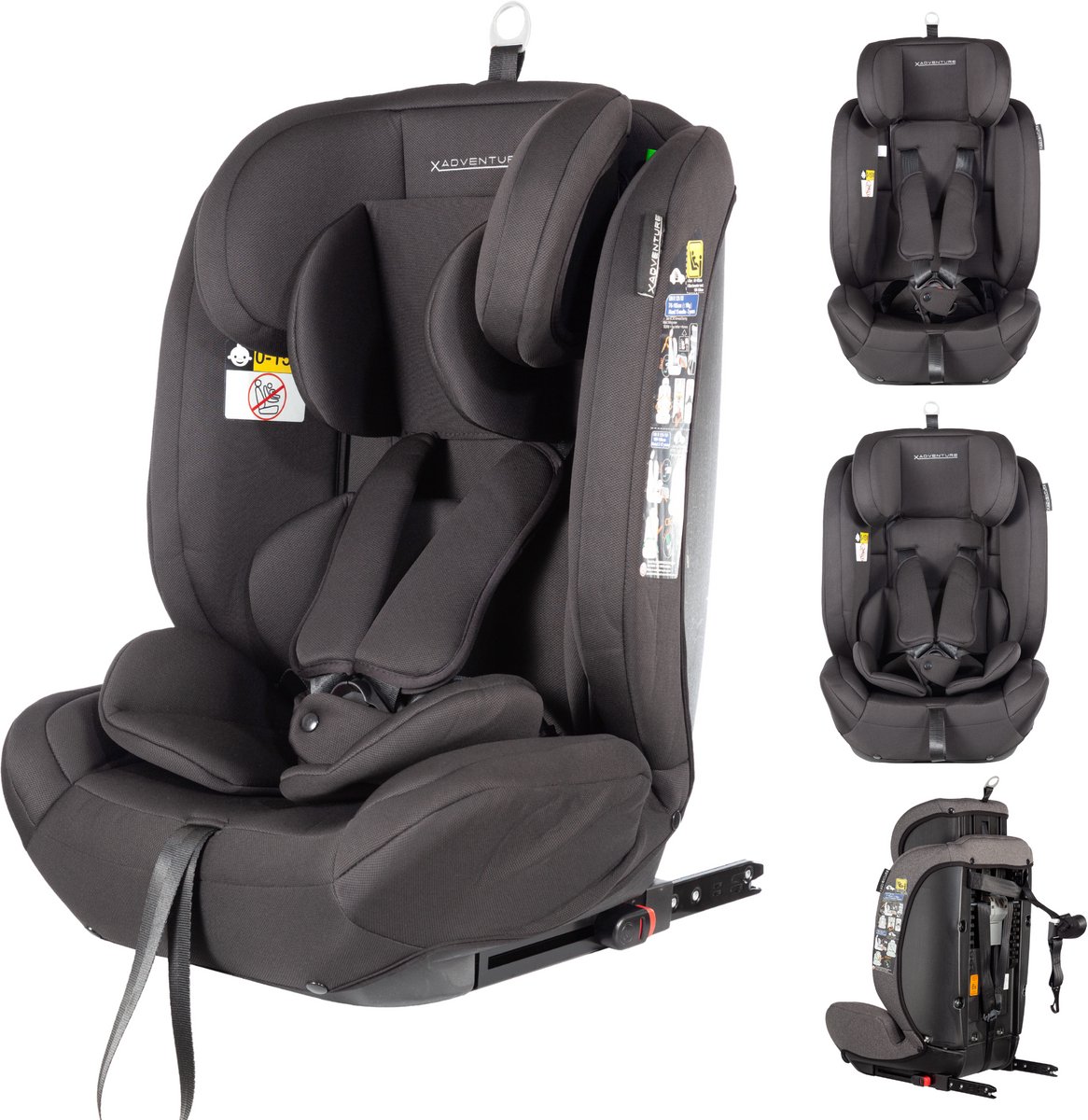 X Adventure Autostoel Grow Fix Groep 1/2/3 9-36 kg (76 tot 150 cm) Vanaf 15 maanden tot 12 jaar - Met Isofix - i-Size - Meegroei Autostoel - Zwart thumbnail 6