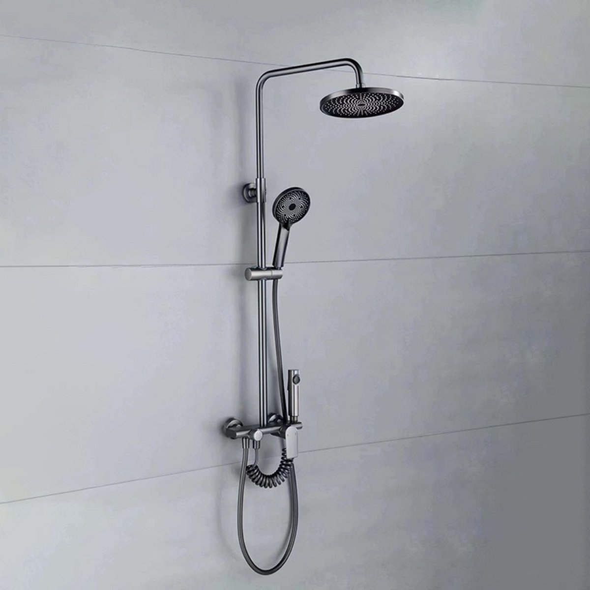 Kaëru® Regendouche Set – Messing interne behuizing - Verstelbaar 90-120 cm – Regendouche + Handdouche + Sproeipistool – Roestvrij staal – 4-Weg Waterbediening - Gunmetal