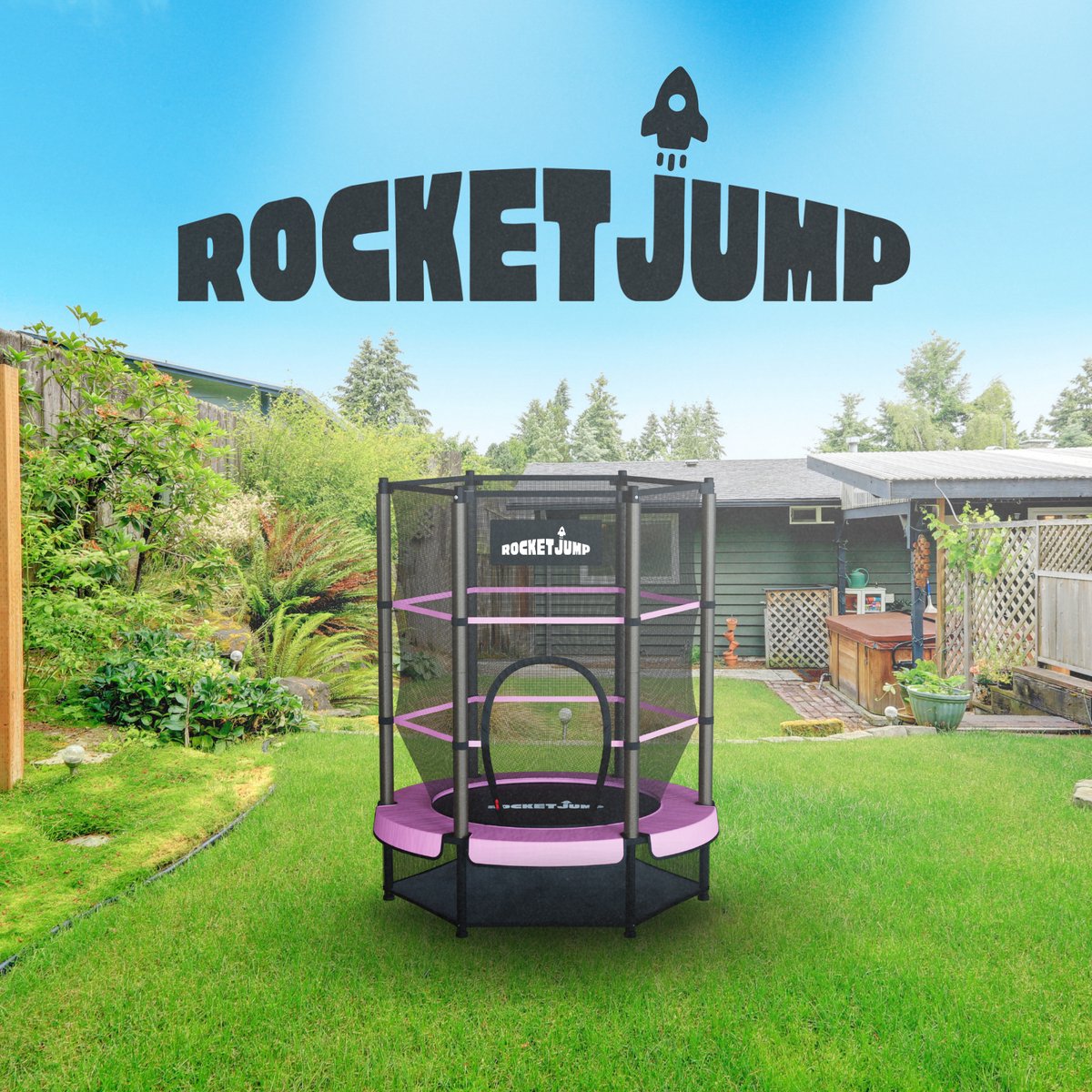 RocketJump LF14 Trampoline - Inclusief veiligheidsnet - Kindertrampoline 140 cm - Roze — afbeelding 4