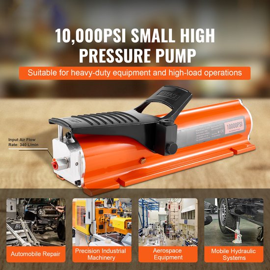 Luchthydraulische Pomp, 689 Bar Reservoir van 0,69 L, Metalen Behuizing, Luchtbediende Voetpomp met Pedaal, Npt16,66 Mm Olie-Uitlaat, voor Precisiemachines en Ruimtevaarttoepassingen van Zaqy. — afbeelding 5