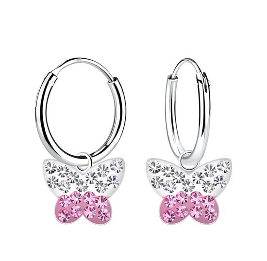 Boucles d'oreilles La Rosa Princesa en argent avec pendentif papillon et cristal Kinder - Boucles d'oreilles 925 12 mm