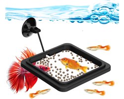 Voerring voor vissen - Voerring voor aquarium - Vierkante drijvende voerring voor aquarium - met sterke zuignap - Accessoires voor aquariums - voor Betta goudvissen en guppy's - Zwart